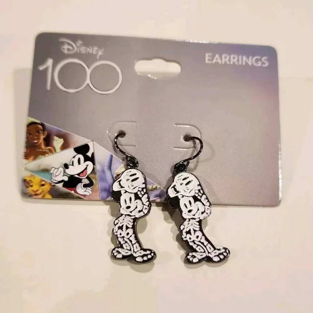 Disney 100 Mickey Mouse Skeleton Costume Figural Earrings Halloween NEW - Picture 7 of 7